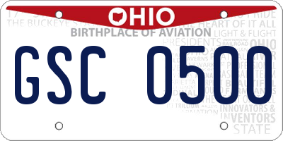 OH license plate GSC0500