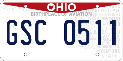 OH license plate GSC0511