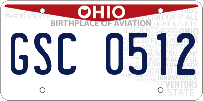 OH license plate GSC0512