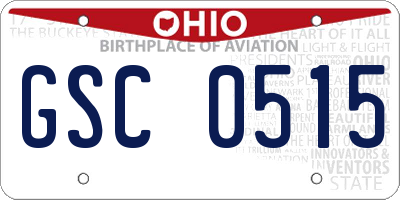 OH license plate GSC0515