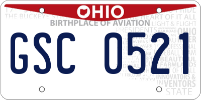 OH license plate GSC0521