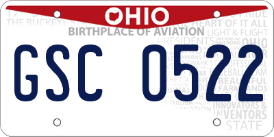 OH license plate GSC0522