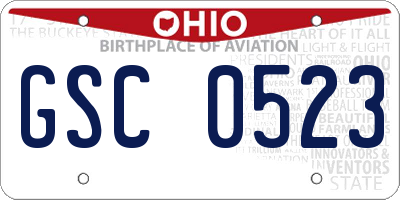 OH license plate GSC0523