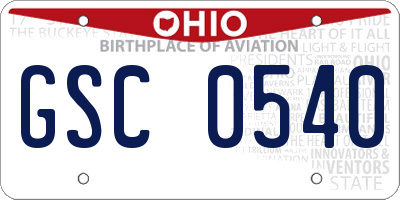 OH license plate GSC0540