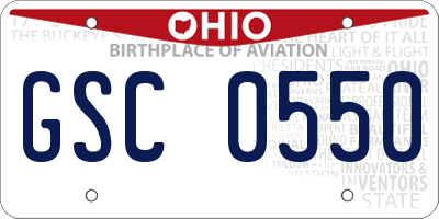 OH license plate GSC0550