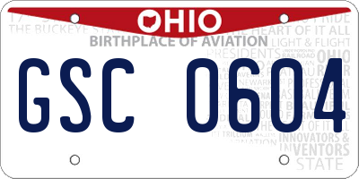 OH license plate GSC0604