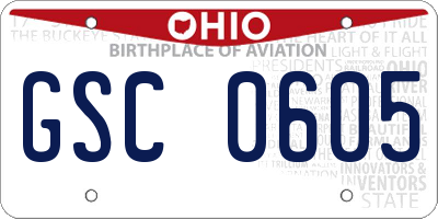 OH license plate GSC0605