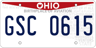 OH license plate GSC0615