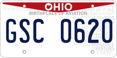 OH license plate GSC0620