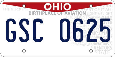 OH license plate GSC0625
