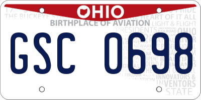 OH license plate GSC0698