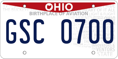 OH license plate GSC0700