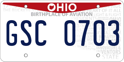 OH license plate GSC0703