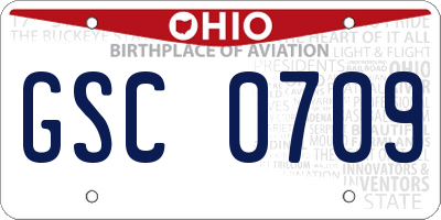 OH license plate GSC0709