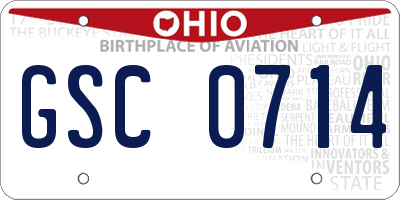 OH license plate GSC0714