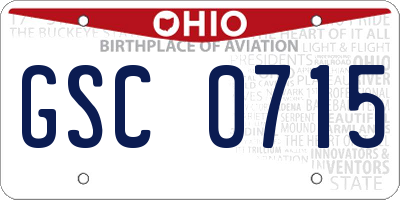 OH license plate GSC0715
