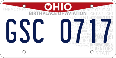 OH license plate GSC0717