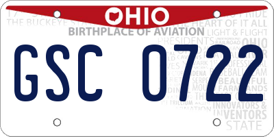 OH license plate GSC0722