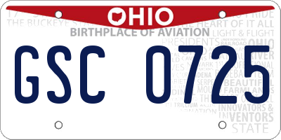OH license plate GSC0725