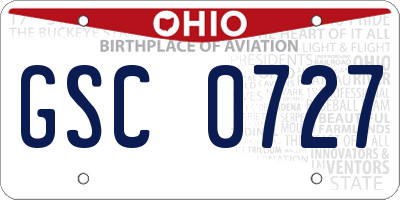 OH license plate GSC0727