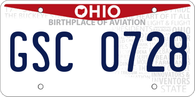 OH license plate GSC0728