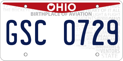 OH license plate GSC0729