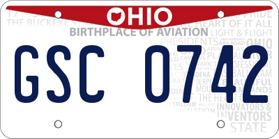OH license plate GSC0742