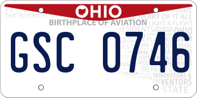 OH license plate GSC0746