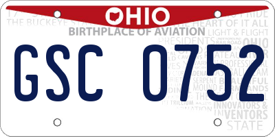 OH license plate GSC0752