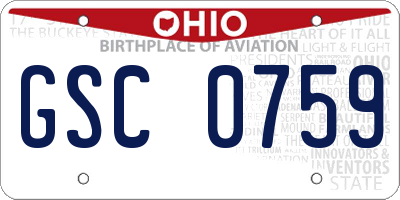 OH license plate GSC0759