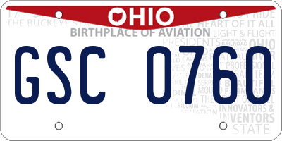 OH license plate GSC0760