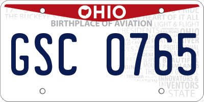 OH license plate GSC0765