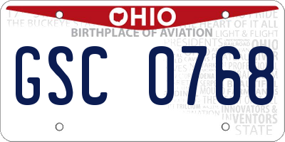 OH license plate GSC0768