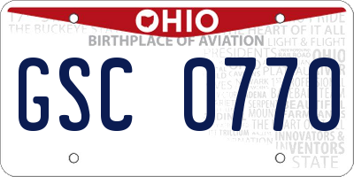 OH license plate GSC0770
