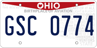 OH license plate GSC0774