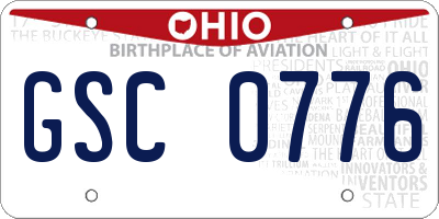 OH license plate GSC0776
