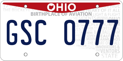 OH license plate GSC0777