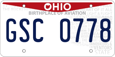 OH license plate GSC0778