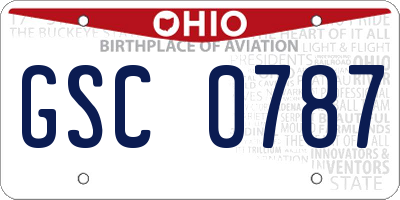 OH license plate GSC0787