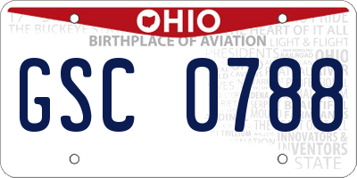 OH license plate GSC0788
