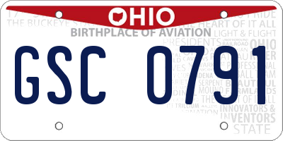 OH license plate GSC0791