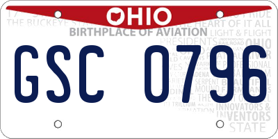 OH license plate GSC0796