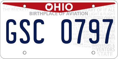 OH license plate GSC0797