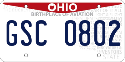 OH license plate GSC0802