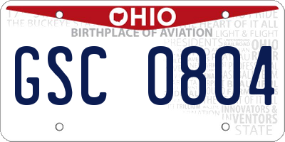 OH license plate GSC0804