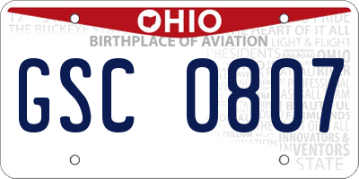 OH license plate GSC0807