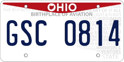 OH license plate GSC0814