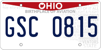 OH license plate GSC0815