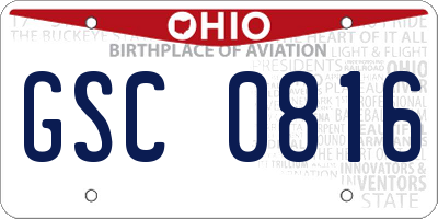 OH license plate GSC0816