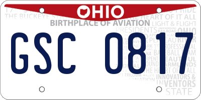 OH license plate GSC0817